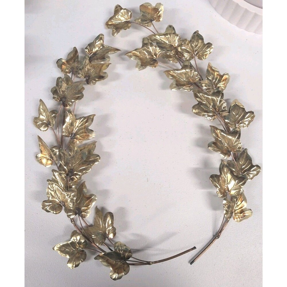 Home Interiors VTG Copper Brass Metal Wall Art Swag Set Ivy Leaf‎